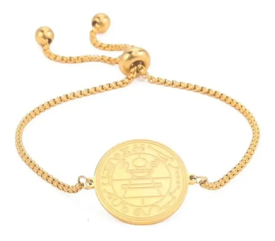 Pulsera Manilla Acero Color Oro Sello Secreto Salomón Mujer 1