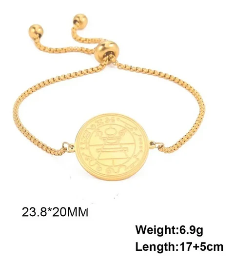 Pulsera Manilla Acero Color Oro Sello Secreto Salomón Mujer