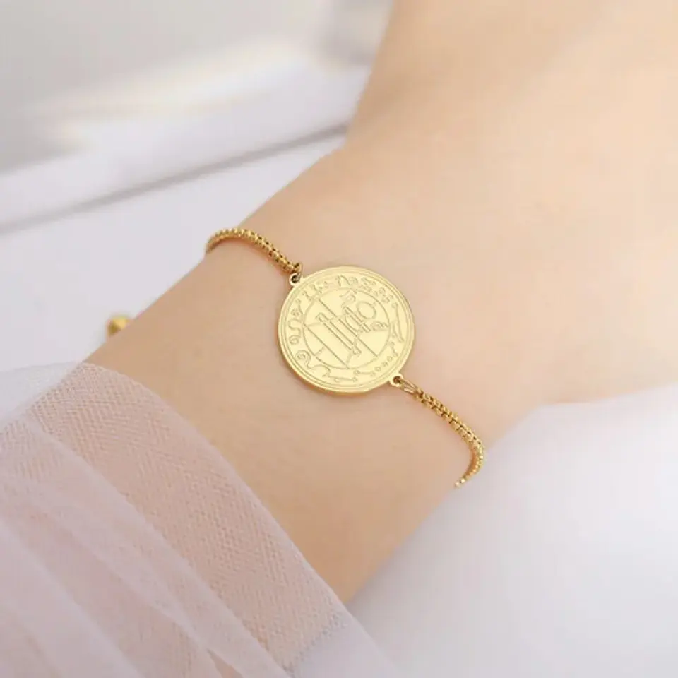 Pulsera Manilla Acero Color Oro Sello Secreto Salomón Mujer 3