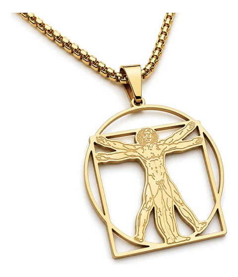 Collar De Acero Para Hombres Dije Leonardo Da Vinci Vitruvio