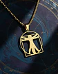 Collar De Acero Para Hombres Dije Leonardo Da Vinci Vitruvio - Miniatura 4