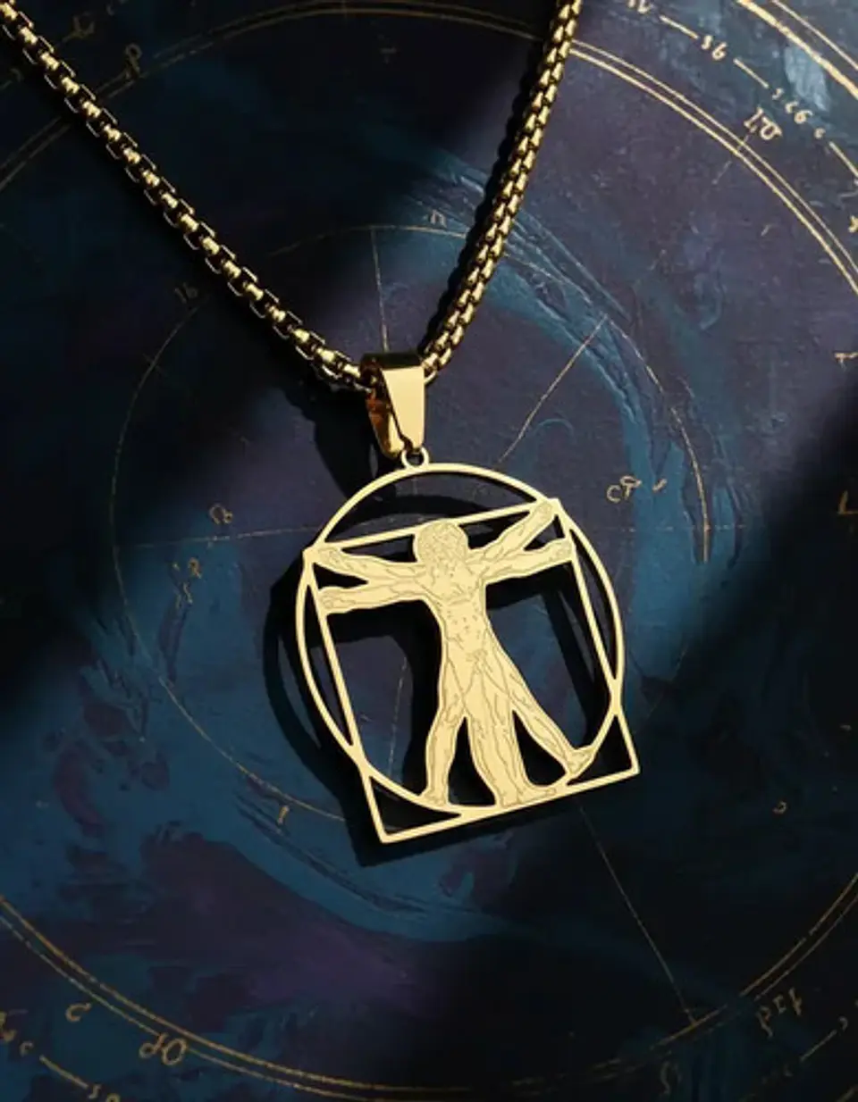 Collar De Acero Para Hombres Dije Leonardo Da Vinci Vitruvio 4