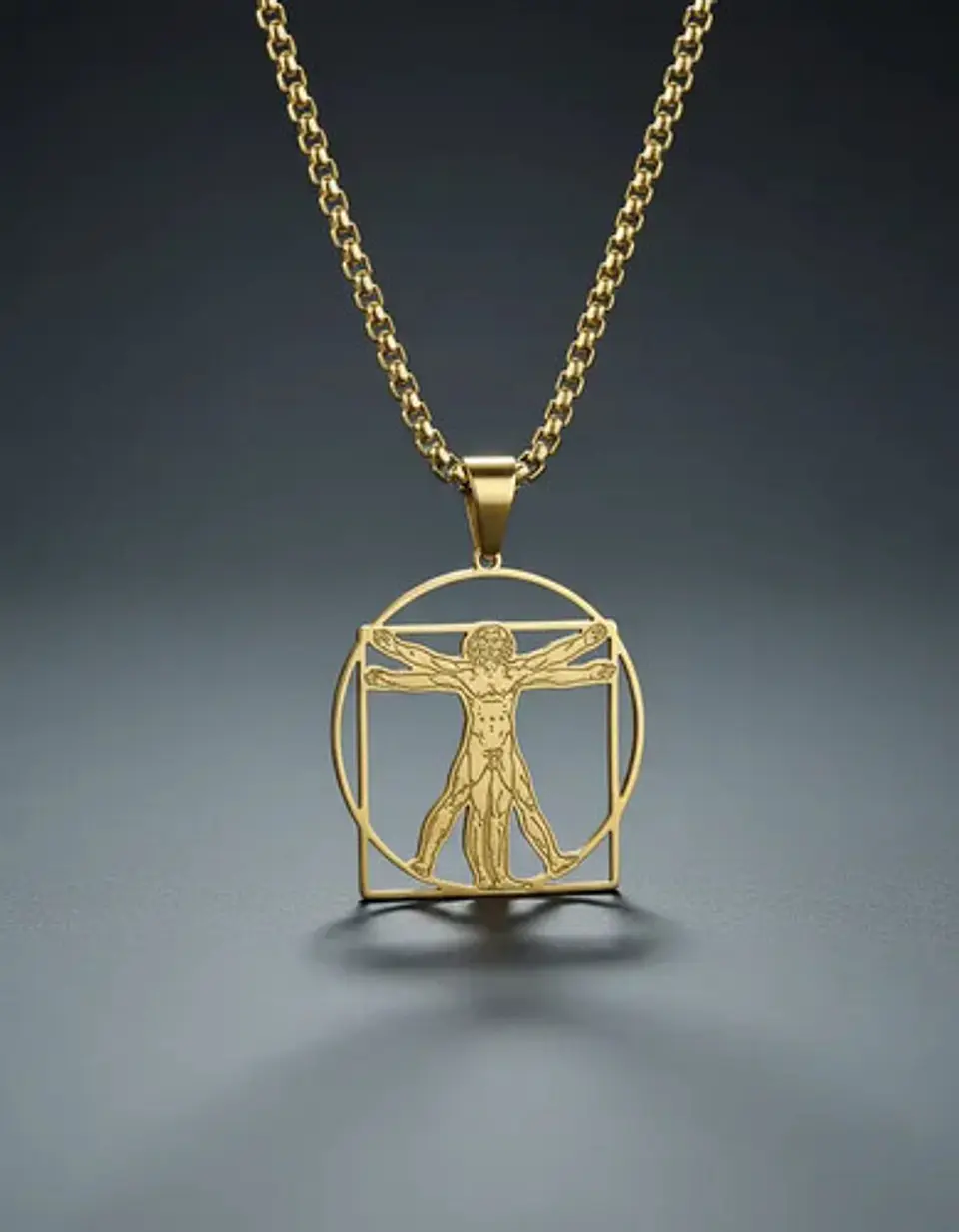 Collar De Acero Para Hombres Dije Leonardo Da Vinci Vitruvio 5
