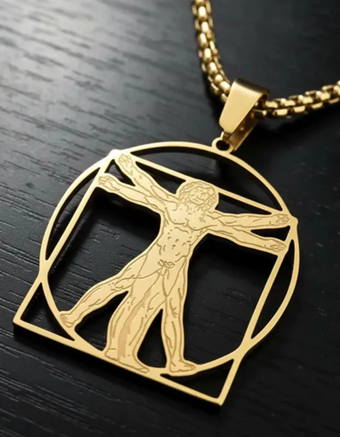 Collar De Acero Para Hombres Dije Leonardo Da Vinci Vitruvio 6