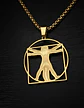Collar De Acero Para Hombres Dije Leonardo Da Vinci Vitruvio - Miniatura 7