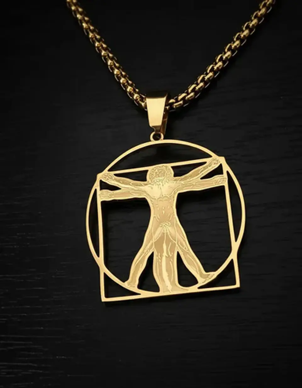 Collar De Acero Para Hombres Dije Leonardo Da Vinci Vitruvio 7