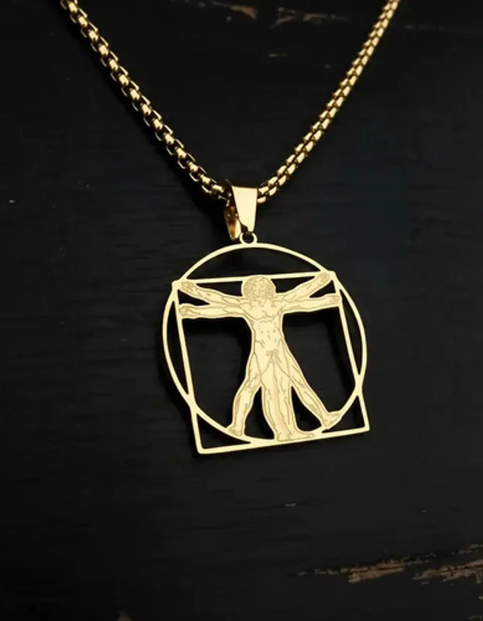 Collar De Acero Para Hombres Dije Leonardo Da Vinci Vitruvio 8