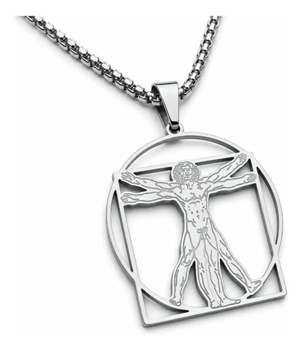 Collar De Acero Para Hombres Dije Leonardo Da Vinci Vitruvio 11