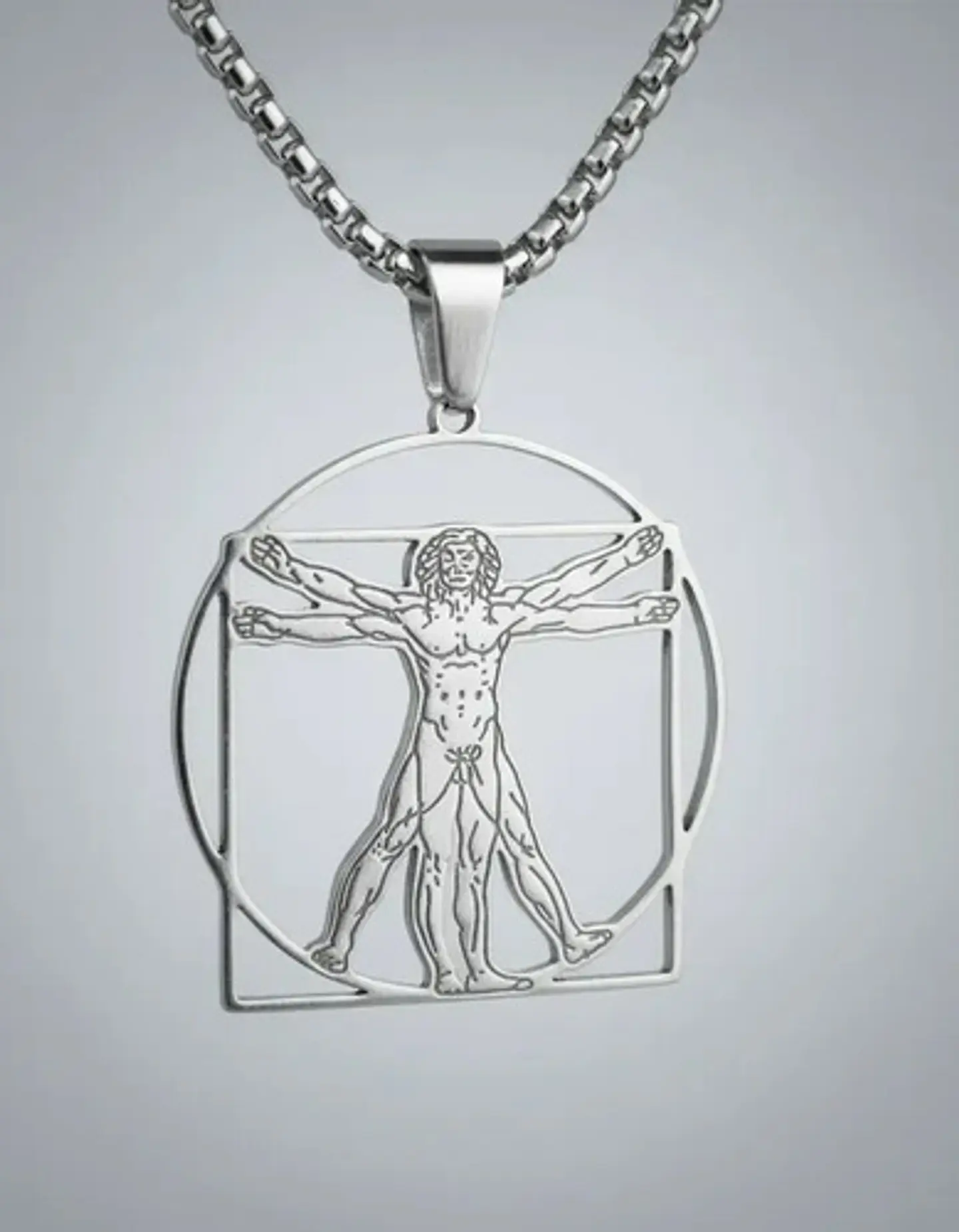 Collar De Acero Para Hombres Dije Leonardo Da Vinci Vitruvio 12