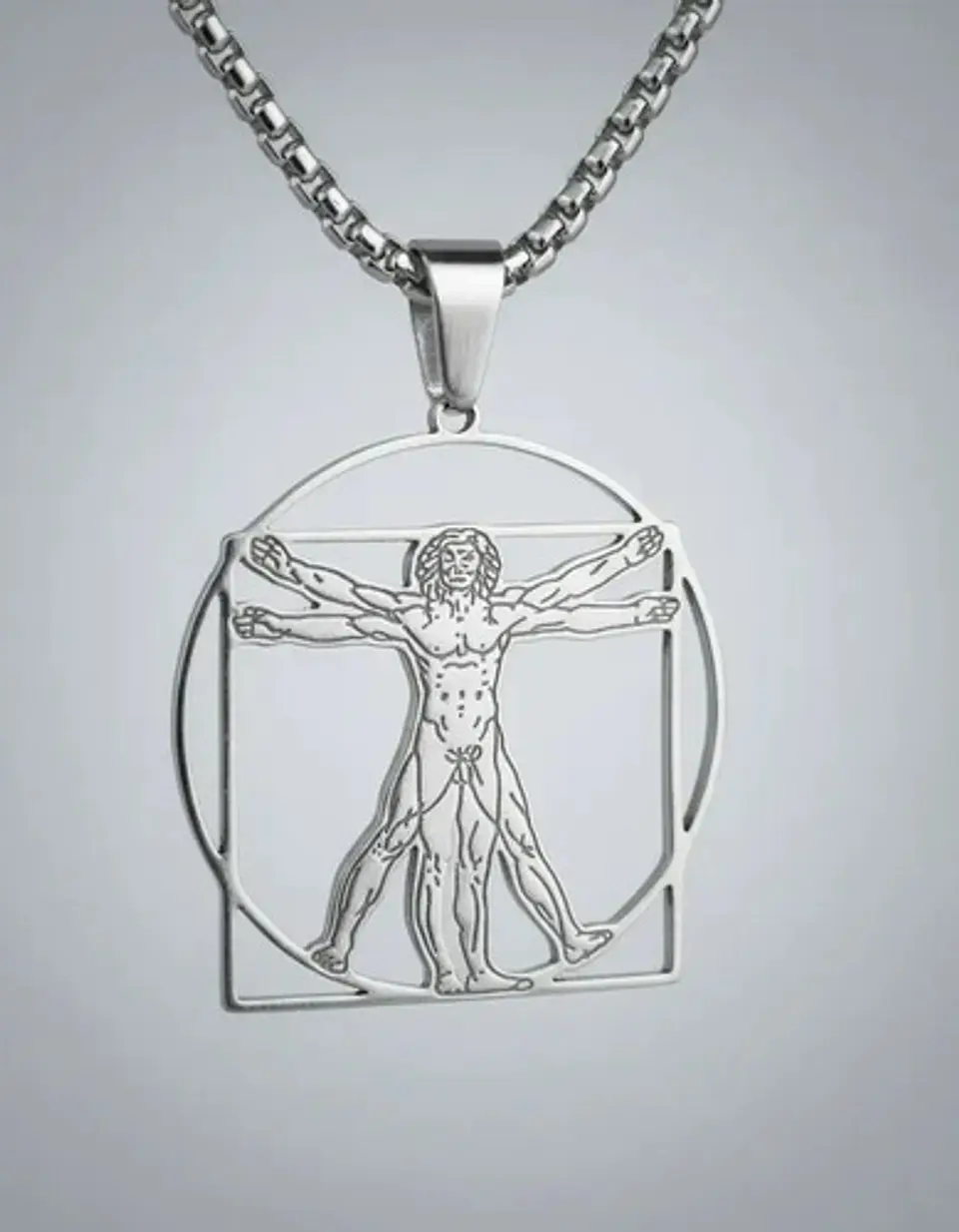 Collar De Acero Para Hombres Dije Leonardo Da Vinci Vitruvio 12