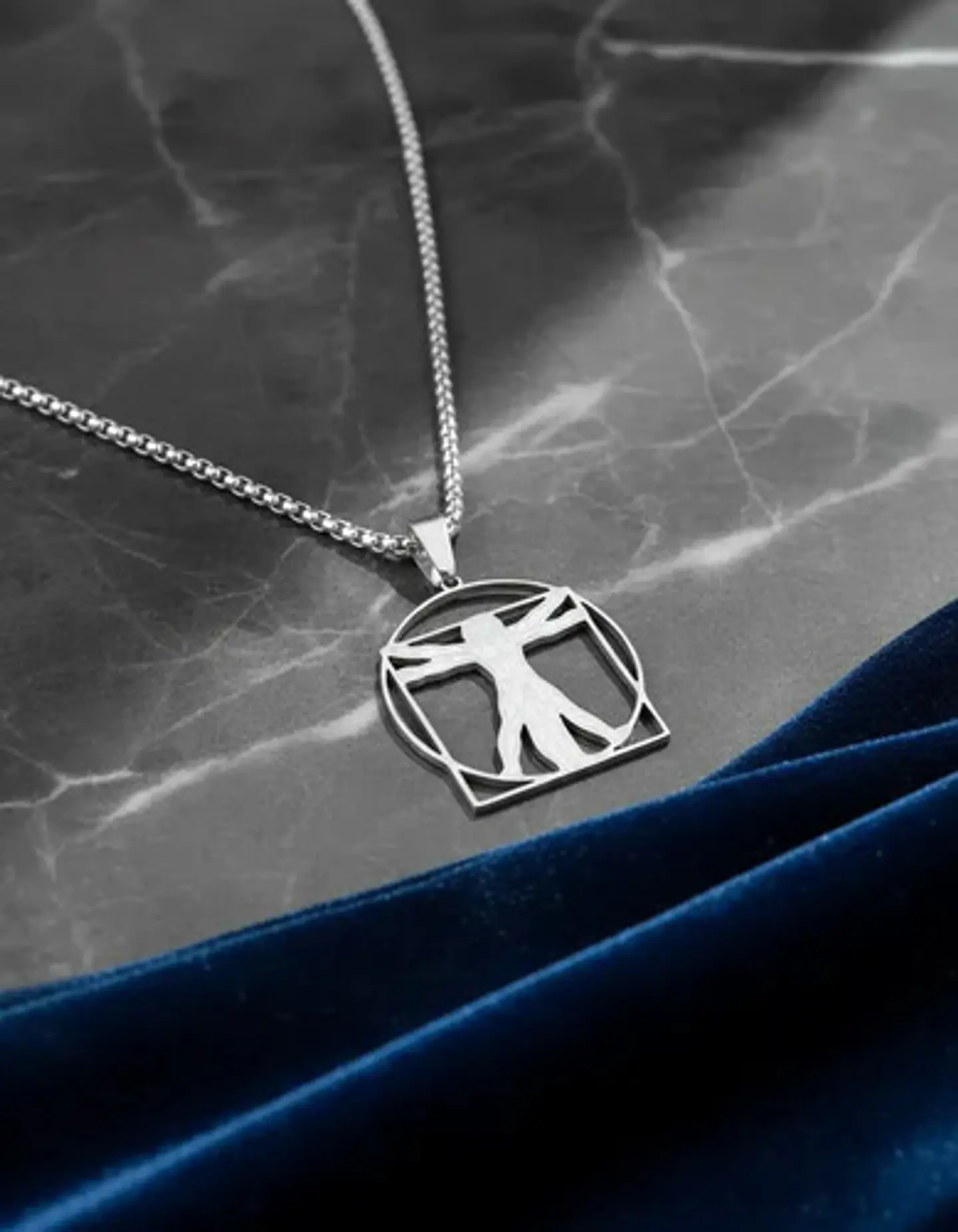 Collar De Acero Para Hombres Dije Leonardo Da Vinci Vitruvio 13