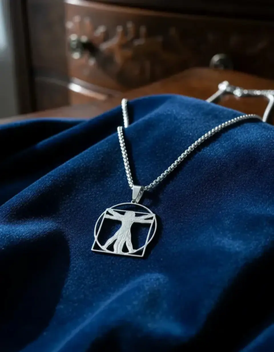 Collar De Acero Para Hombres Dije Leonardo Da Vinci Vitruvio 14