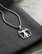 Collar De Acero Para Hombres Dije Leonardo Da Vinci Vitruvio - Miniatura 15