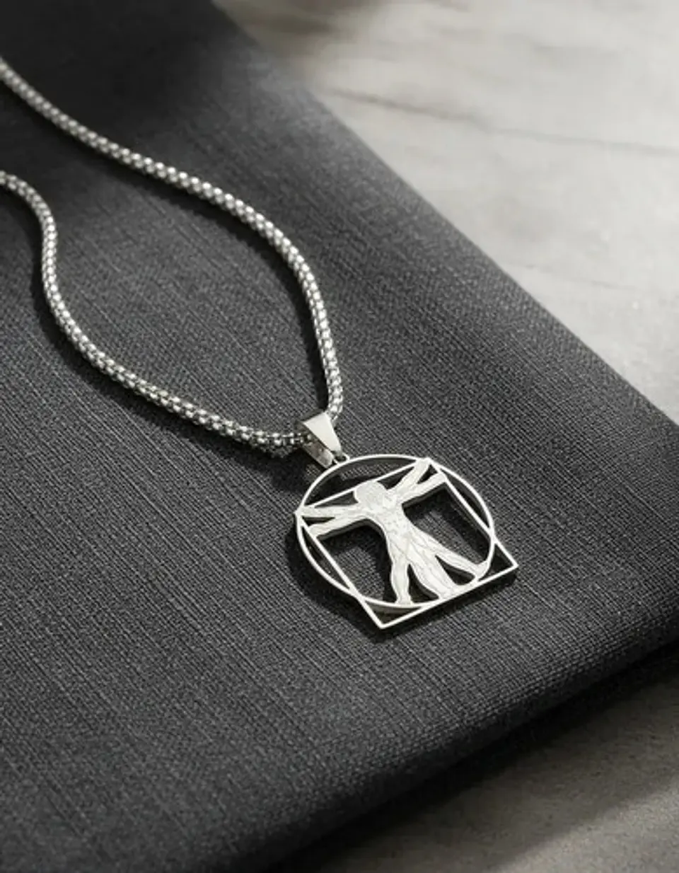 Collar De Acero Para Hombres Dije Leonardo Da Vinci Vitruvio 15