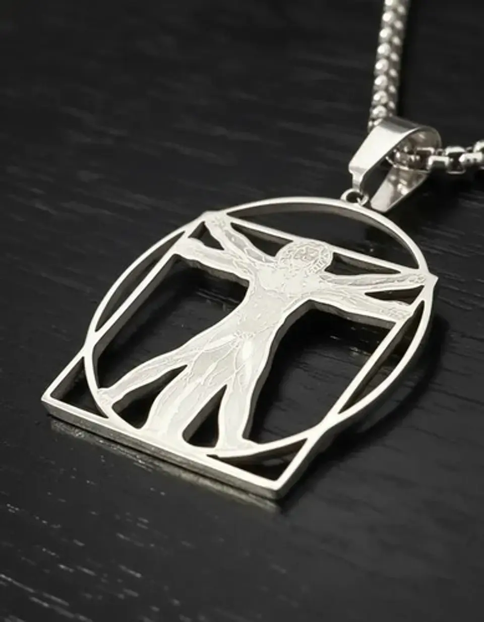 Collar De Acero Para Hombres Dije Leonardo Da Vinci Vitruvio 18