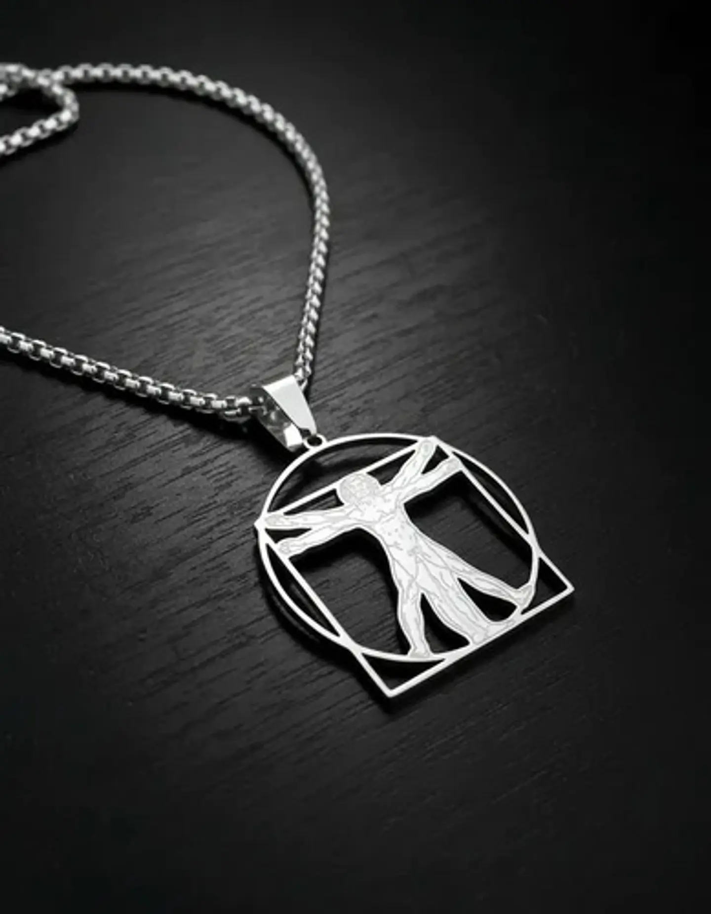 Collar De Acero Para Hombres Dije Leonardo Da Vinci Vitruvio 20