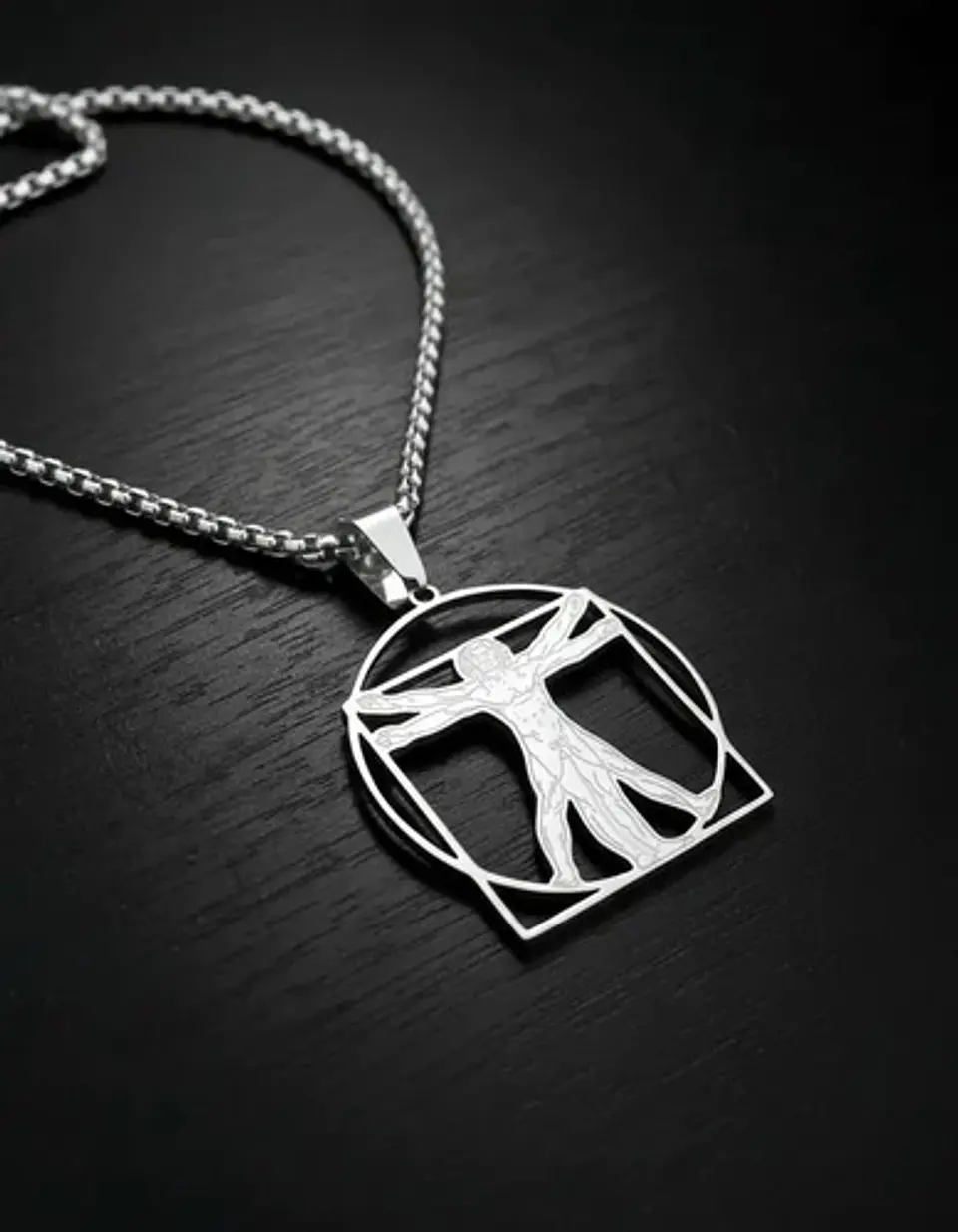 Collar De Acero Para Hombres Dije Leonardo Da Vinci Vitruvio 20