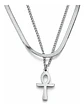 Collar Doble De Acero Para Mujeres Dije Cruz Ankh Egipcio - Miniatura 1