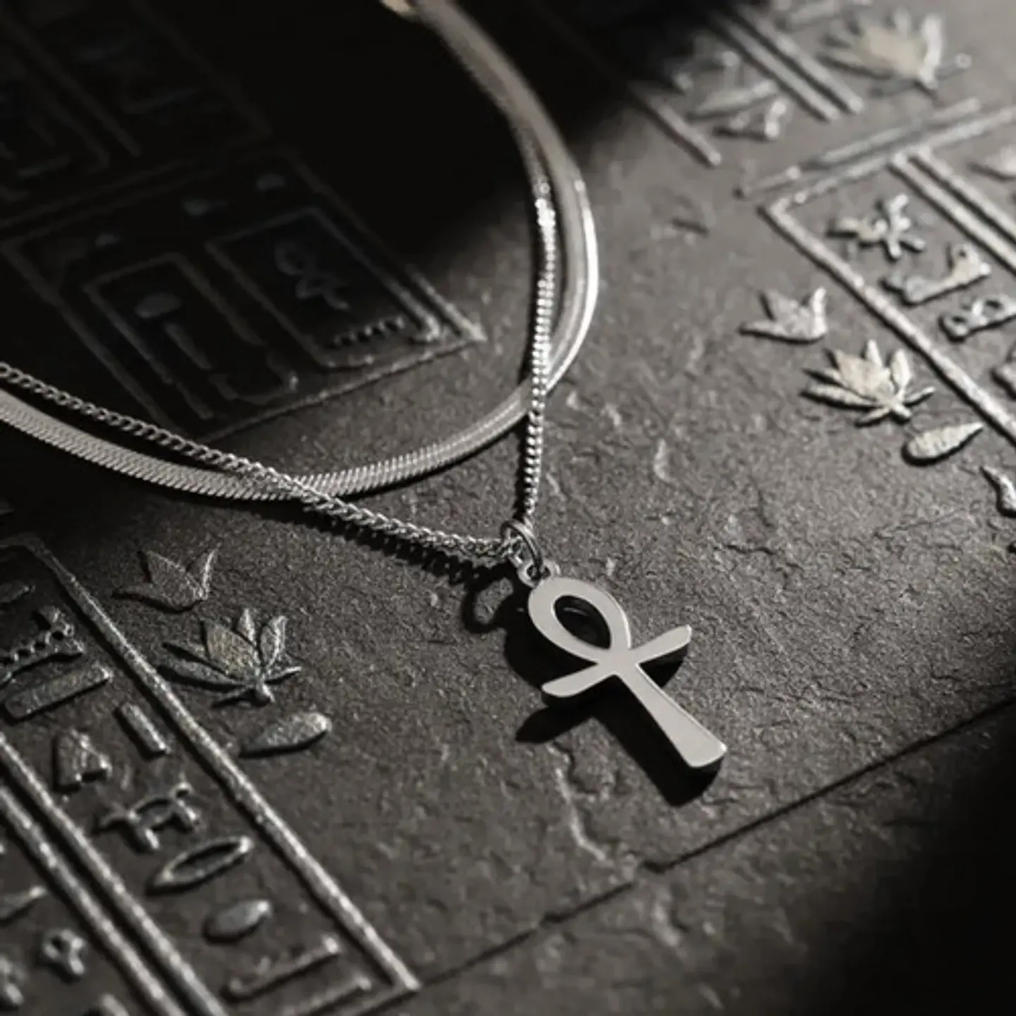 Collar Doble De Acero Para Mujeres Dije Cruz Ankh Egipcio 5