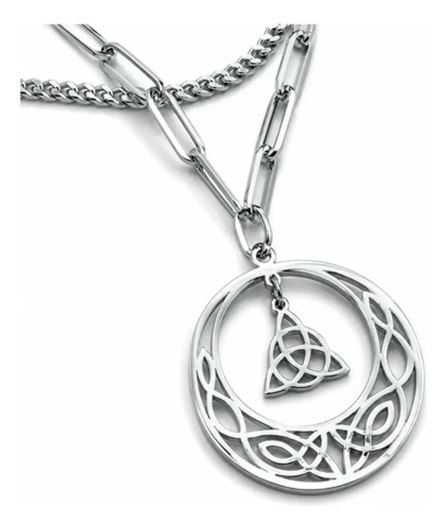 Collar Vikingo De Acero Para Mujer Dije Luna Triqueta Celta 11
