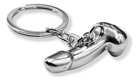 Llavero Color Plata Divertido Genitales Para Hombre Y Mujer