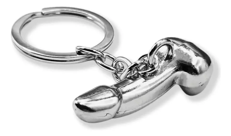 Llavero Color Plata Divertido Genitales Para Hombre Y Mujer 1