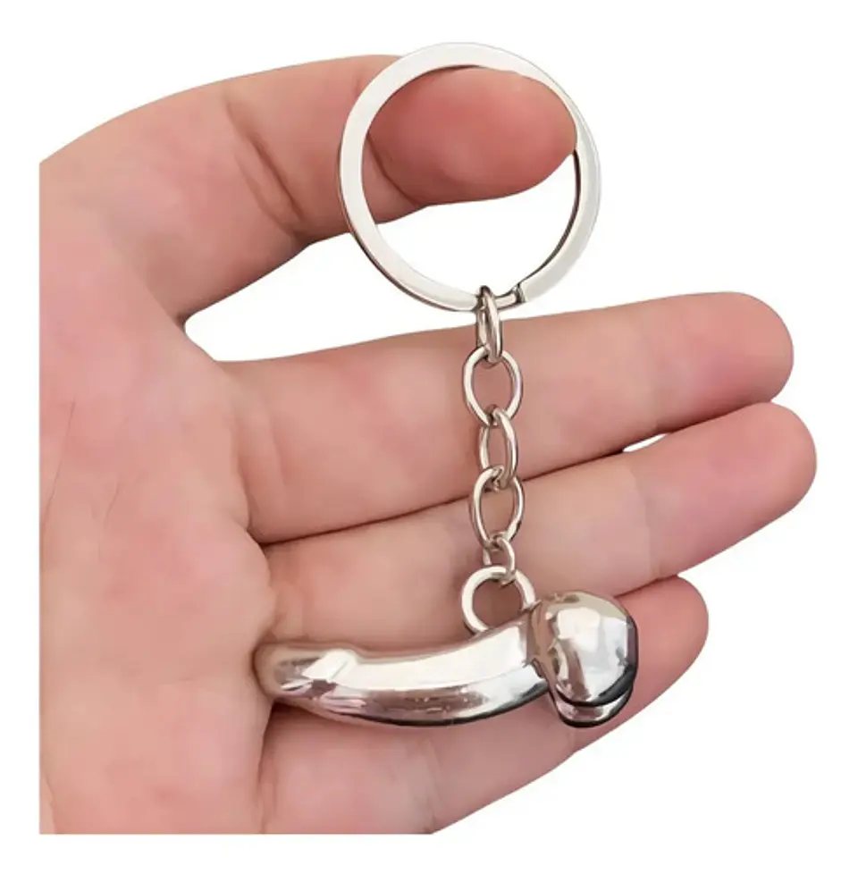 Llavero Color Plata Divertido Genitales Para Hombre Y Mujer 2
