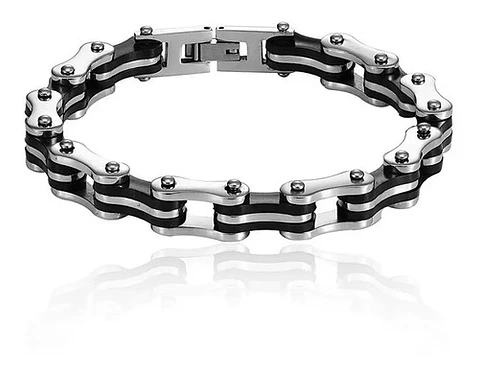 Pulsera Aro De Acero Color Plata Cadena De Moto Para Hombre