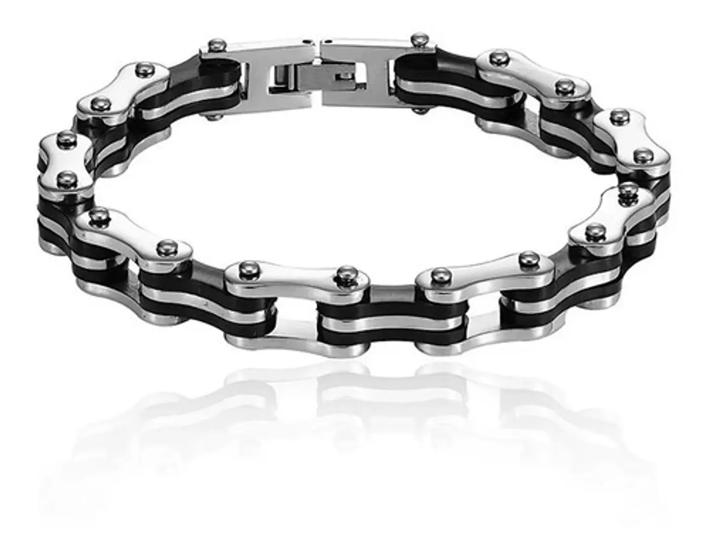 Pulsera Aro De Acero Color Plata Cadena De Moto Para Hombre 1