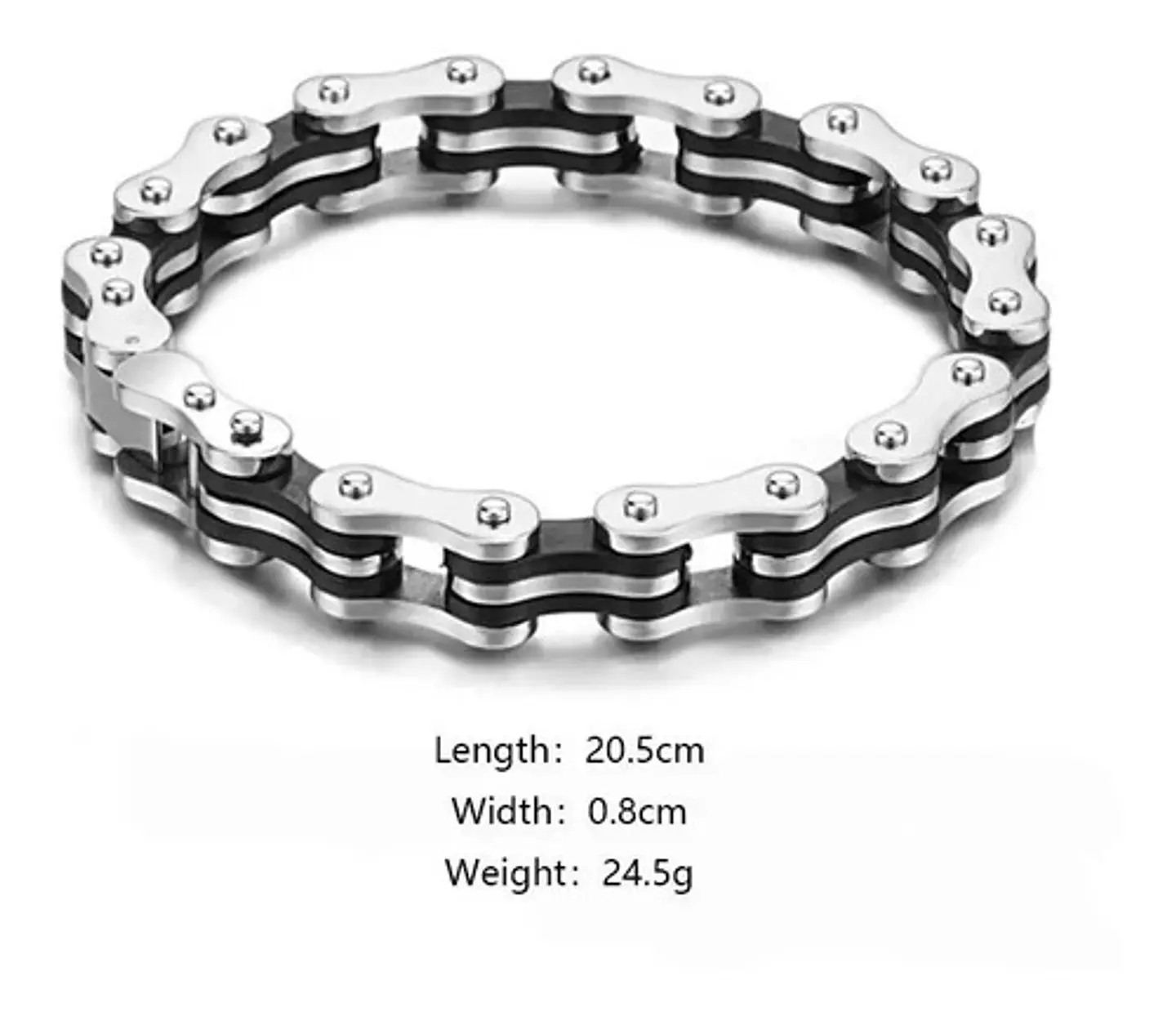 Pulsera Aro De Acero Color Plata Cadena De Moto Para Hombre 3