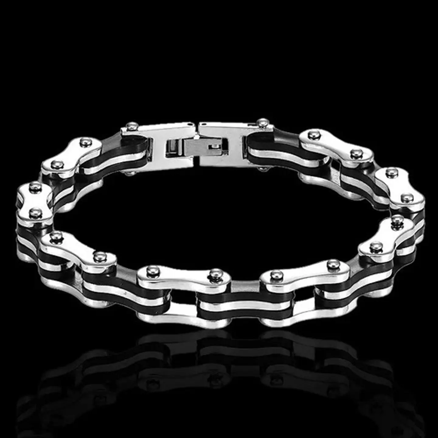Pulsera Aro De Acero Color Plata Cadena De Moto Para Hombre 6