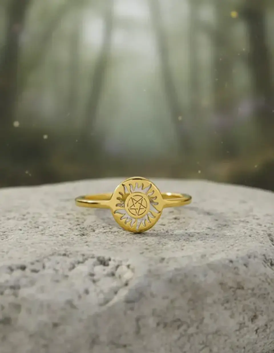 Anillo De Acero Para Mujer Argolla Amuleto Sol Pagano Wicca 2