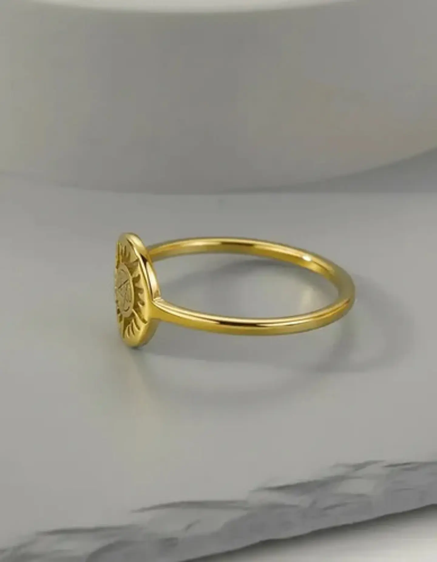 Anillo De Acero Para Mujer Argolla Amuleto Sol Pagano Wicca 4
