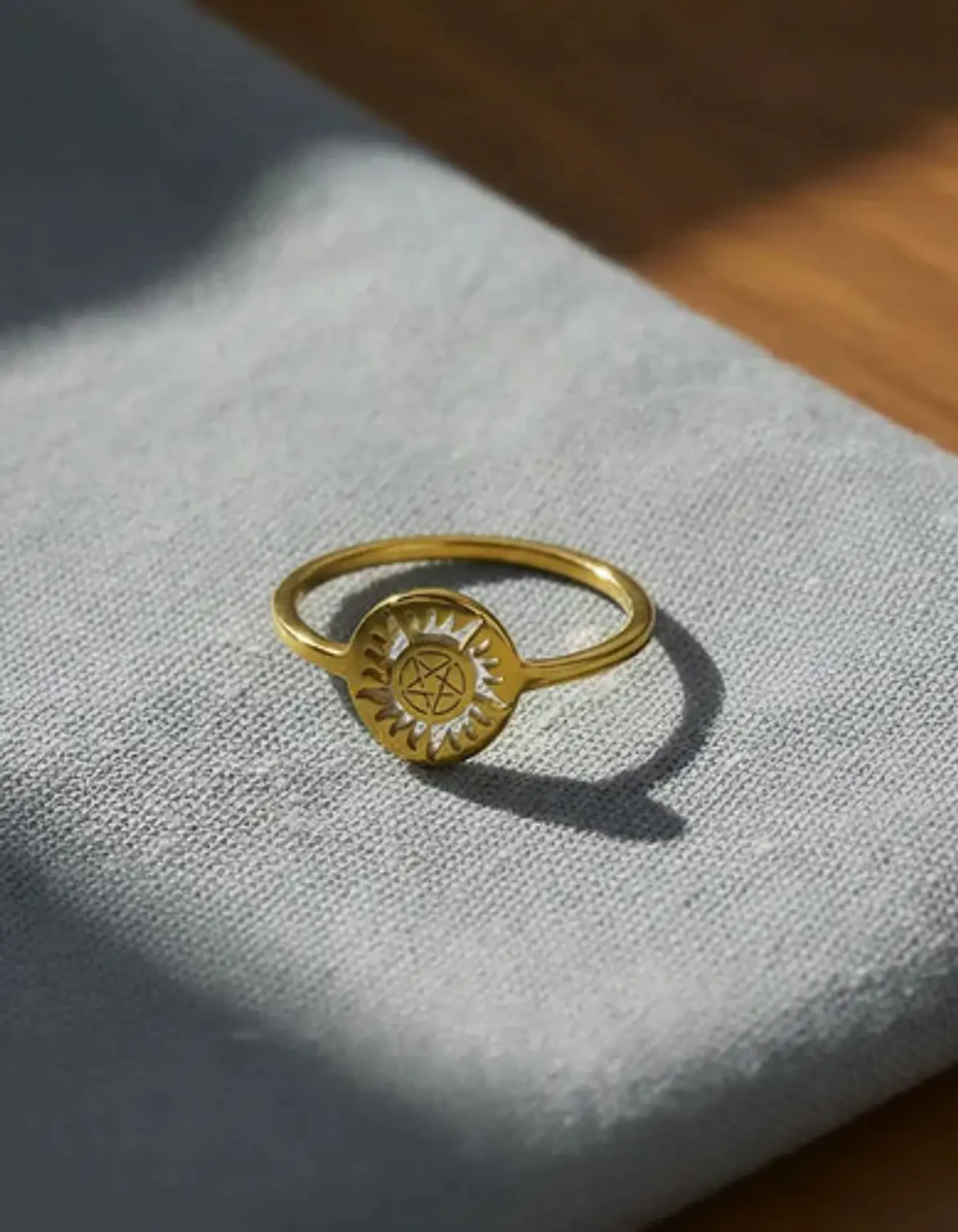 Anillo De Acero Para Mujer Argolla Amuleto Sol Pagano Wicca 7