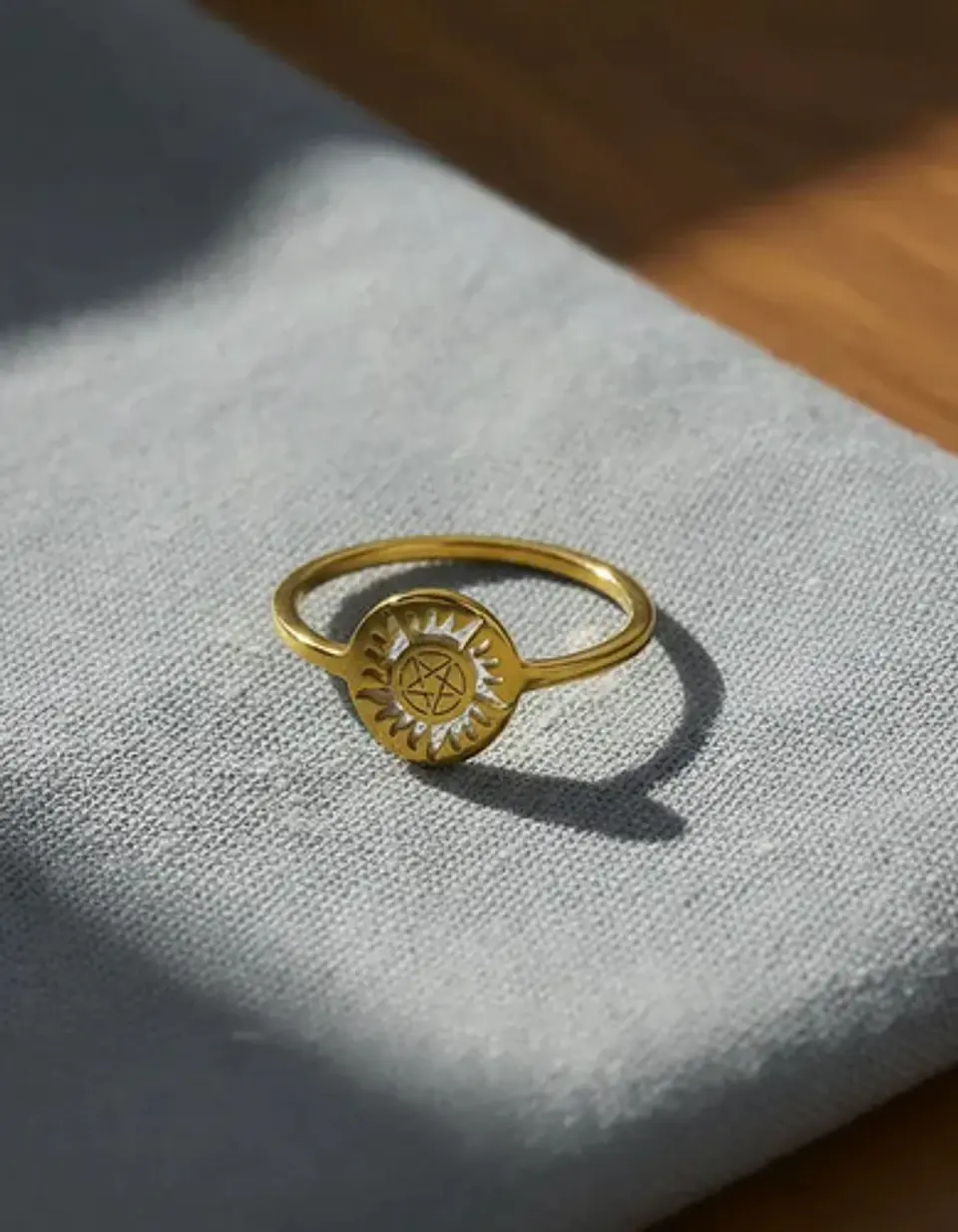 Anillo De Acero Para Mujer Argolla Amuleto Sol Pagano Wicca 7