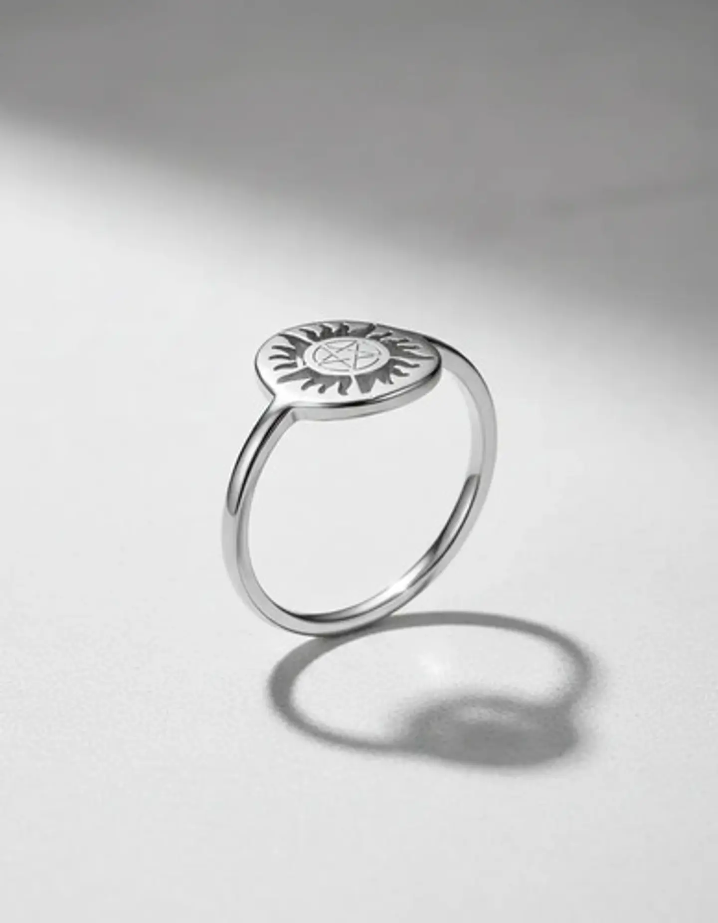 Anillo De Acero Para Mujer Argolla Amuleto Sol Pagano Wicca 9