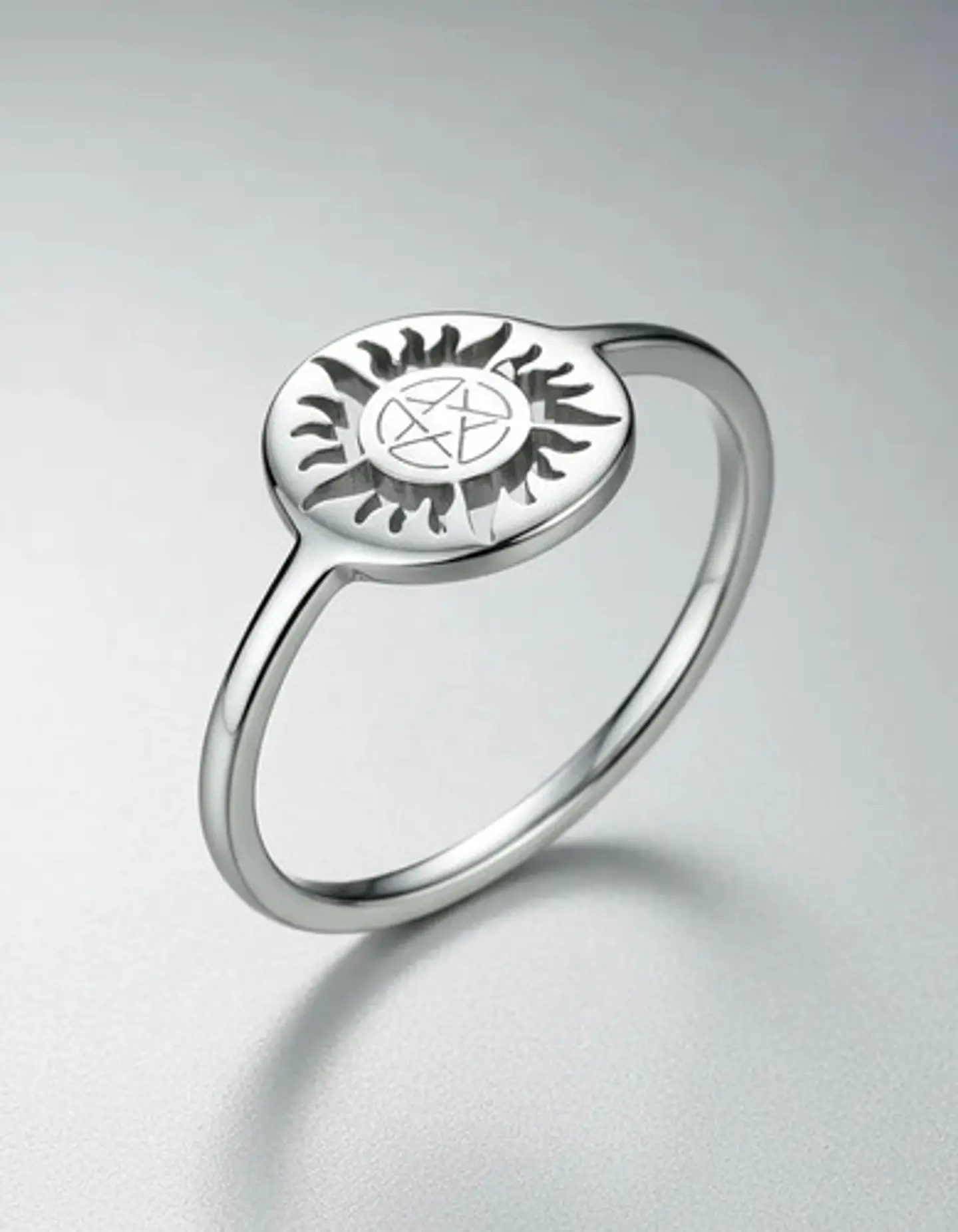 Anillo De Acero Para Mujer Argolla Amuleto Sol Pagano Wicca 10