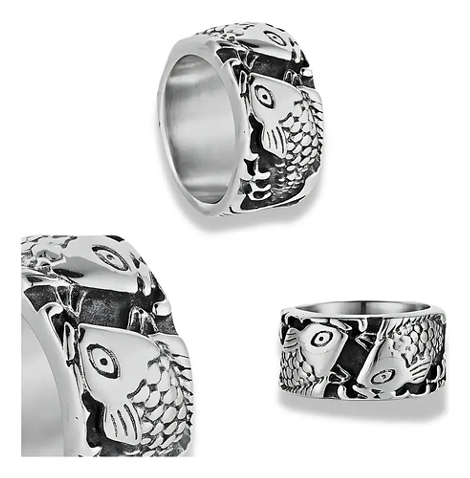 Anillo Argolla 10 Mm Pez Color Plata De Acero Hombre Y Mujer 2