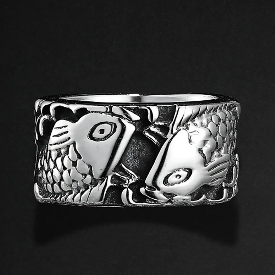 Anillo Argolla 10 Mm Pez Color Plata De Acero Hombre Y Mujer 4