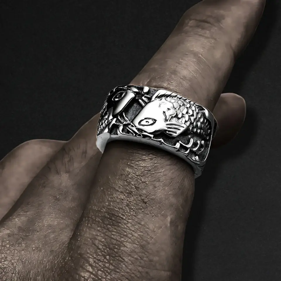 Anillo Argolla 10 Mm Pez Color Plata De Acero Hombre Y Mujer 6