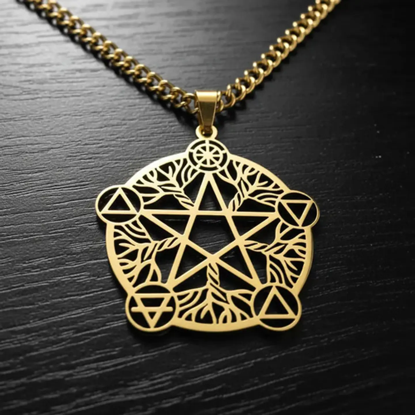 Collar De Acero Para Hombre Y Mujer Dije Pentagrama De Wicca 8