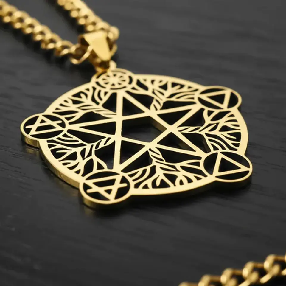 Collar De Acero Para Hombre Y Mujer Dije Pentagrama De Wicca 9