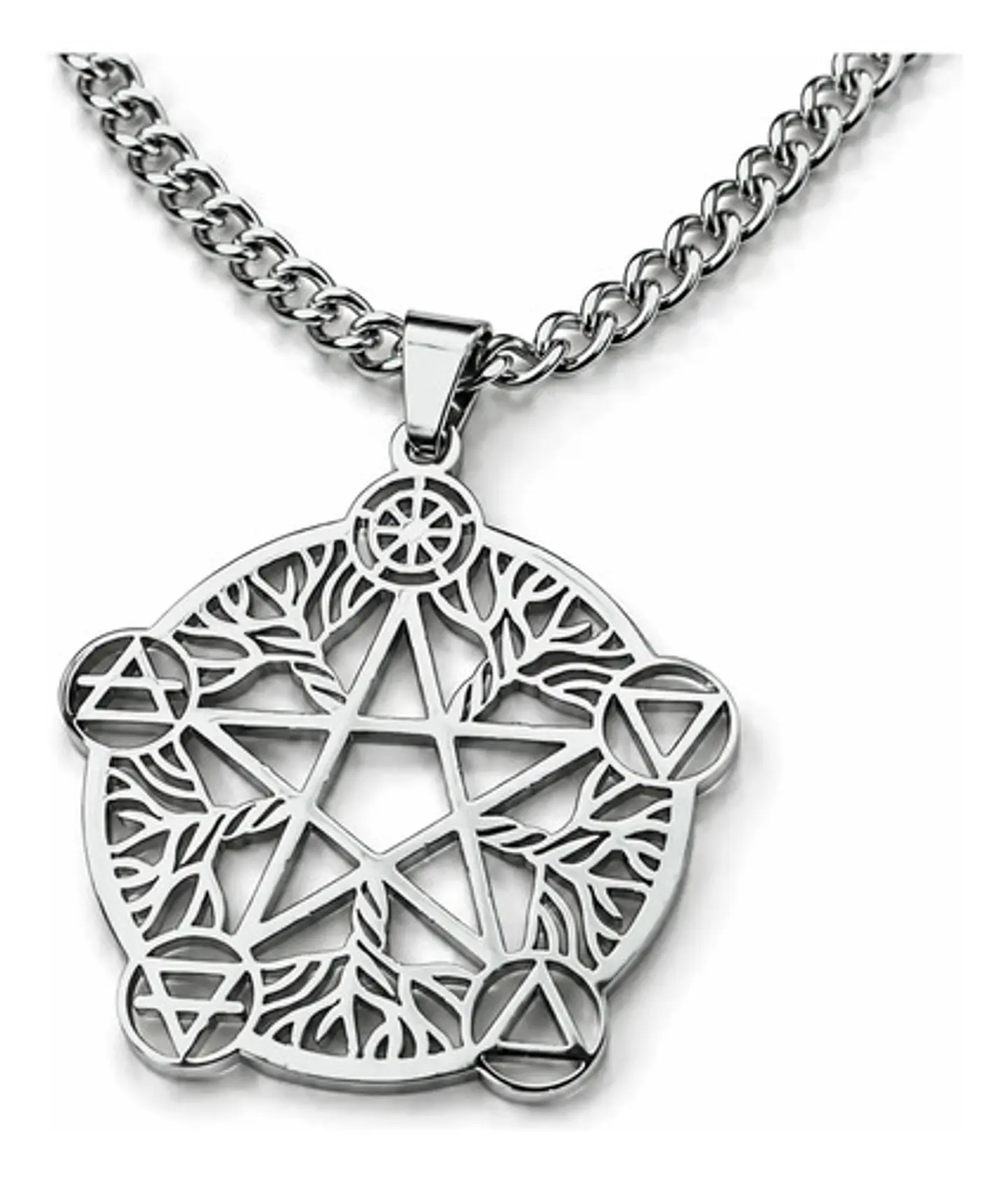 Collar De Acero Para Hombre Y Mujer Dije Pentagrama De Wicca 11