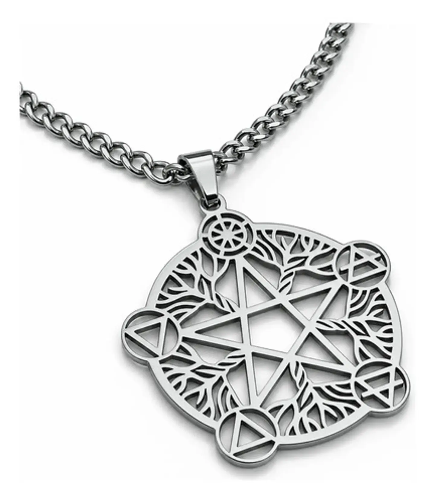 Collar De Acero Para Hombre Y Mujer Dije Pentagrama De Wicca 12
