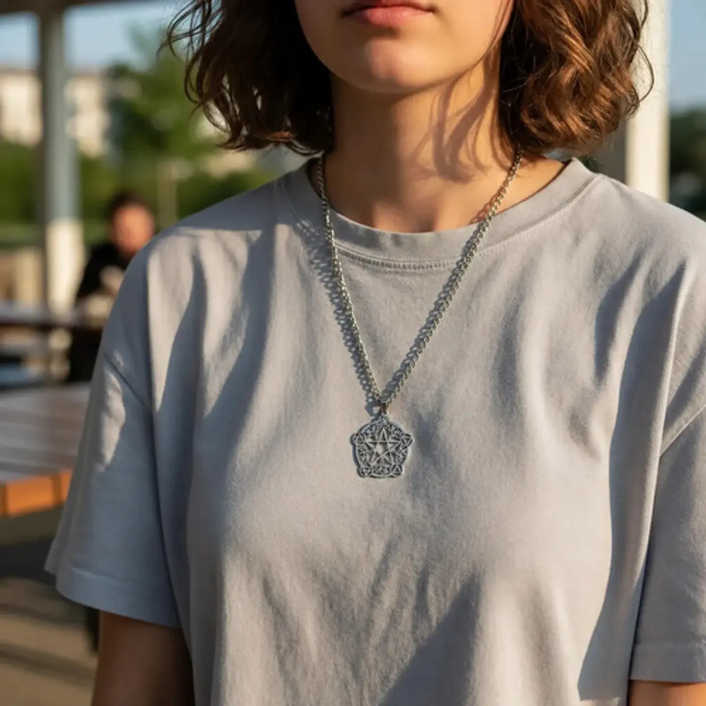 Collar De Acero Para Hombre Y Mujer Dije Pentagrama De Wicca 14
