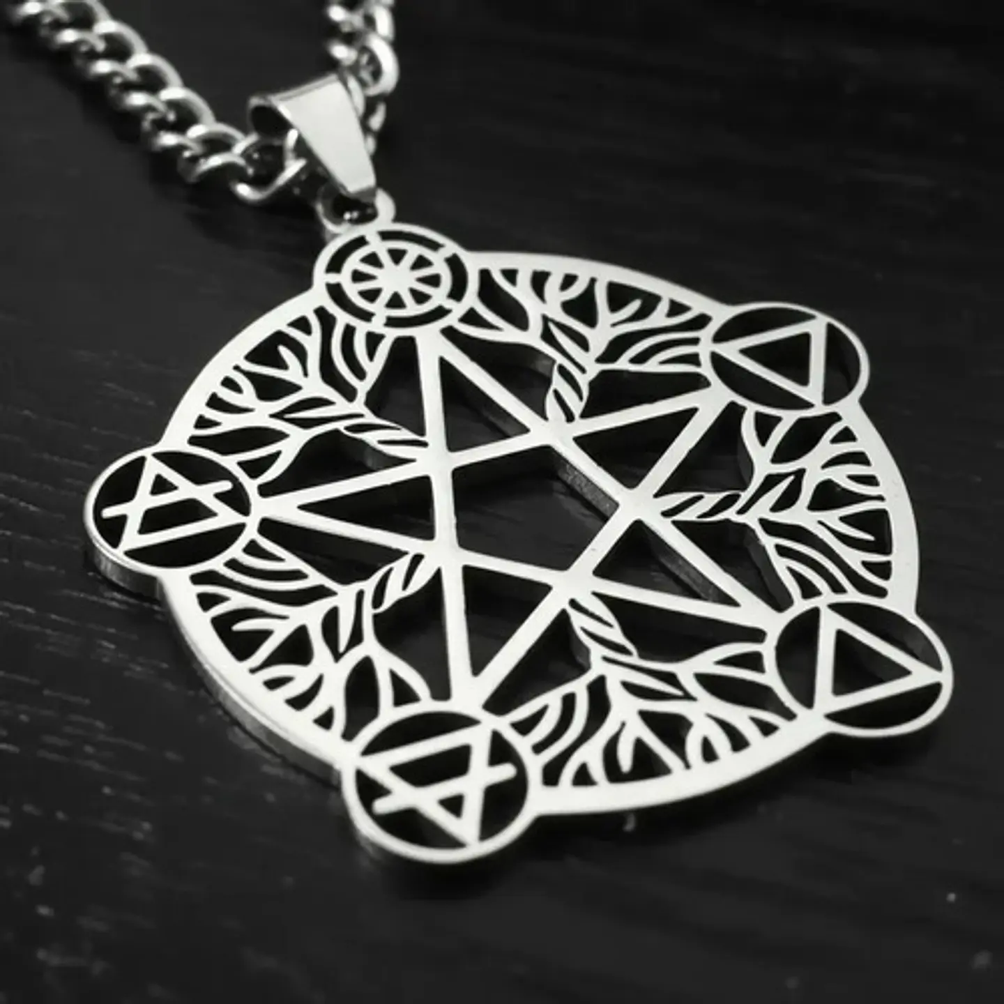 Collar De Acero Para Hombre Y Mujer Dije Pentagrama De Wicca 19