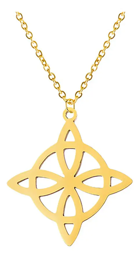 Collar Para Mujer Dije Nudo Bruja Celta De Acero Color Oro