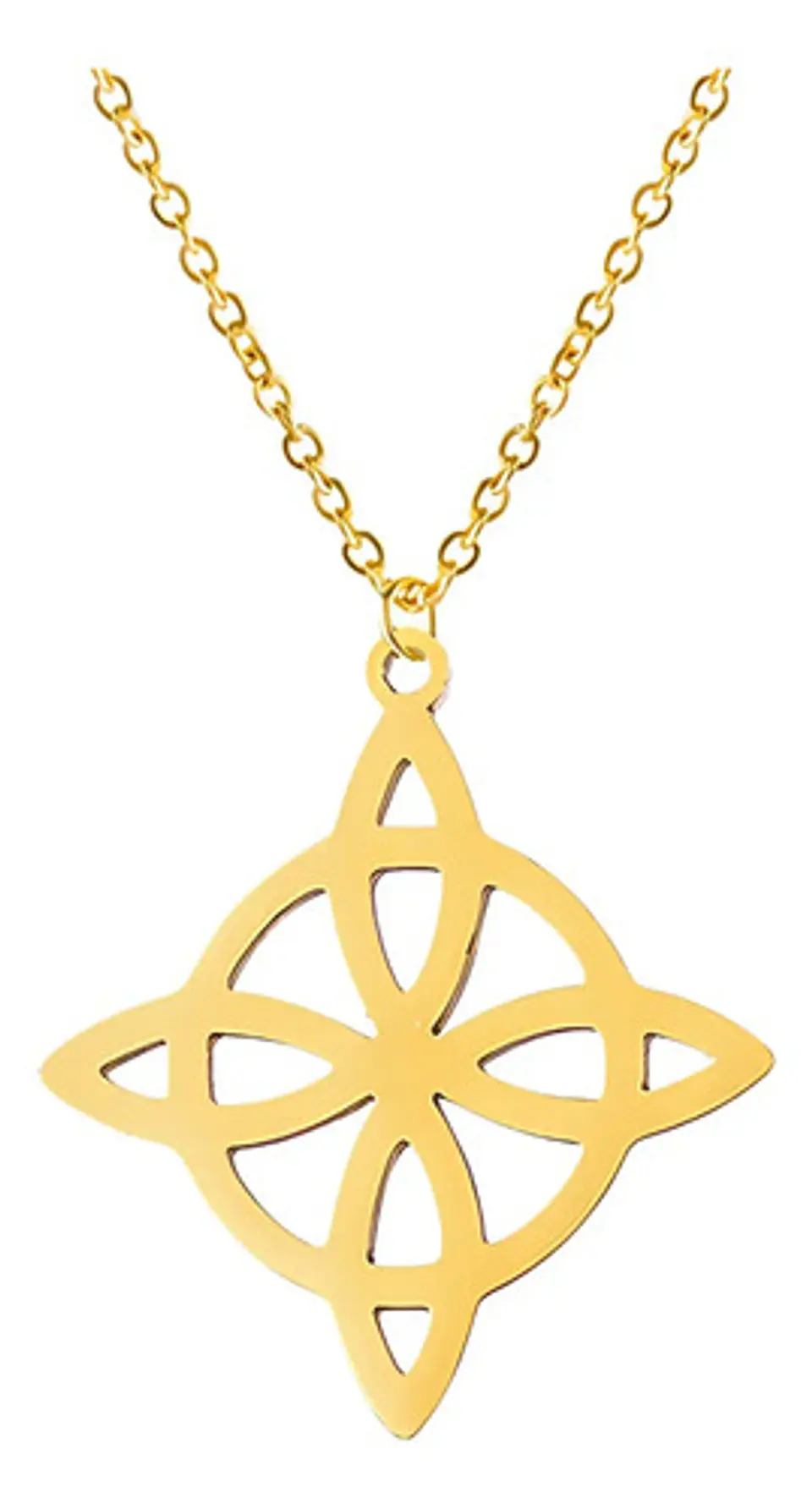 Collar Para Mujer Dije Nudo Bruja Celta De Acero Color Oro 1