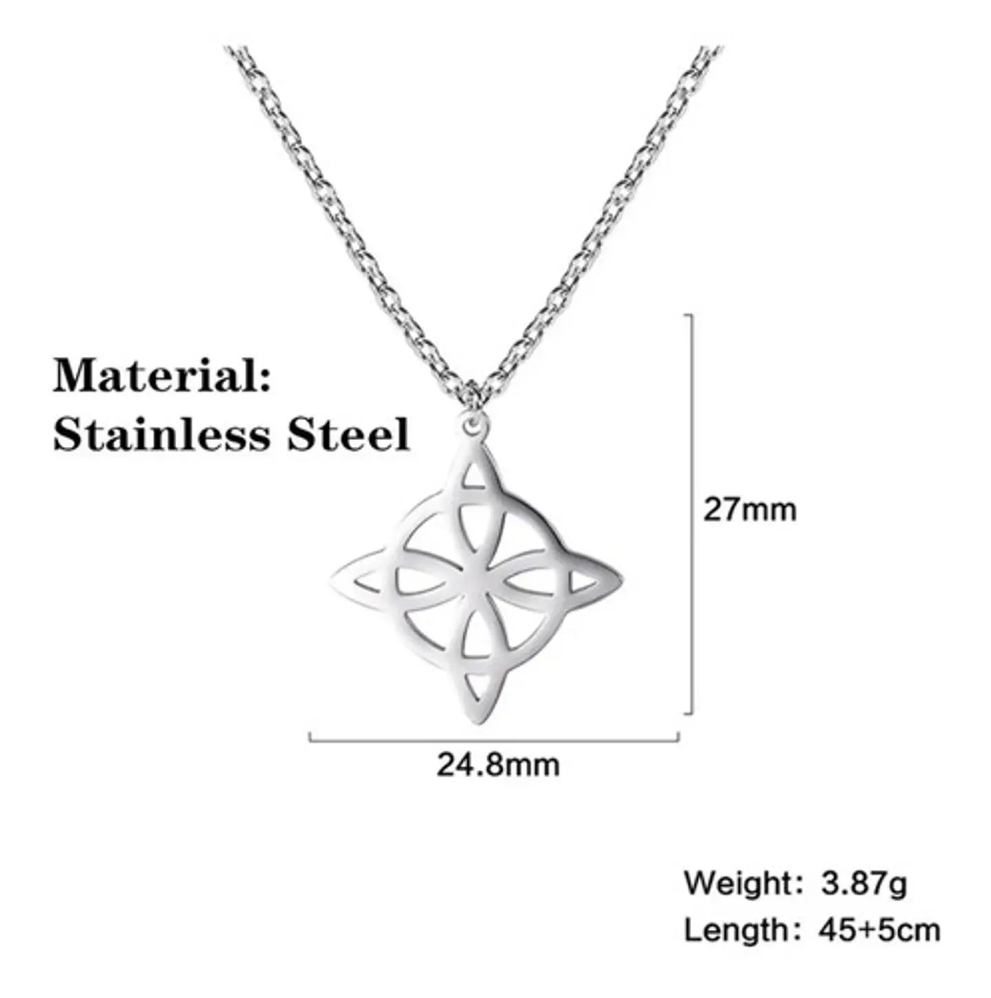 Collar Para Mujer Dije Nudo Bruja Celta De Acero Color Oro 10