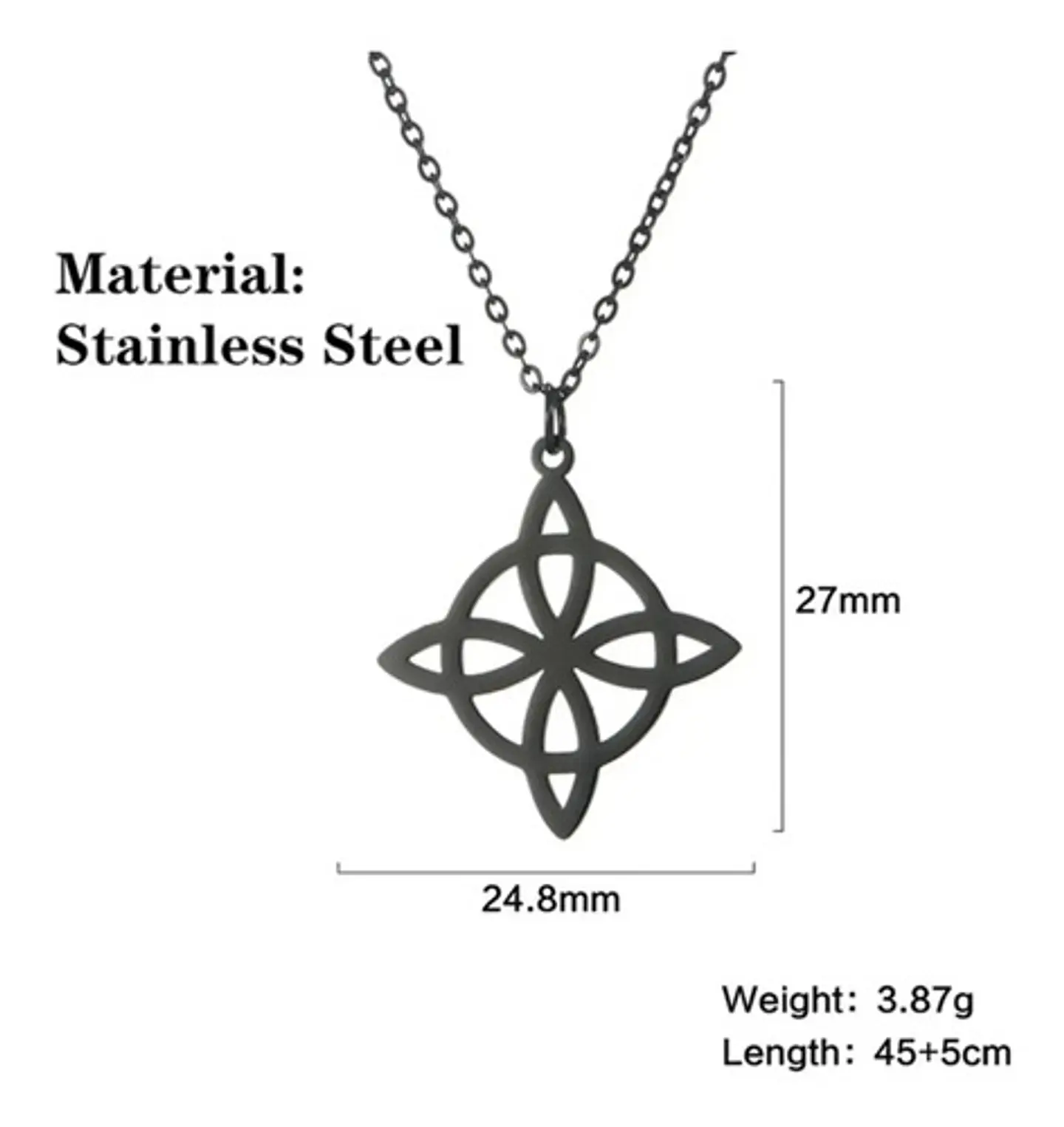 Collar Para Mujer Dije Nudo Bruja Celta De Acero Color Oro 17